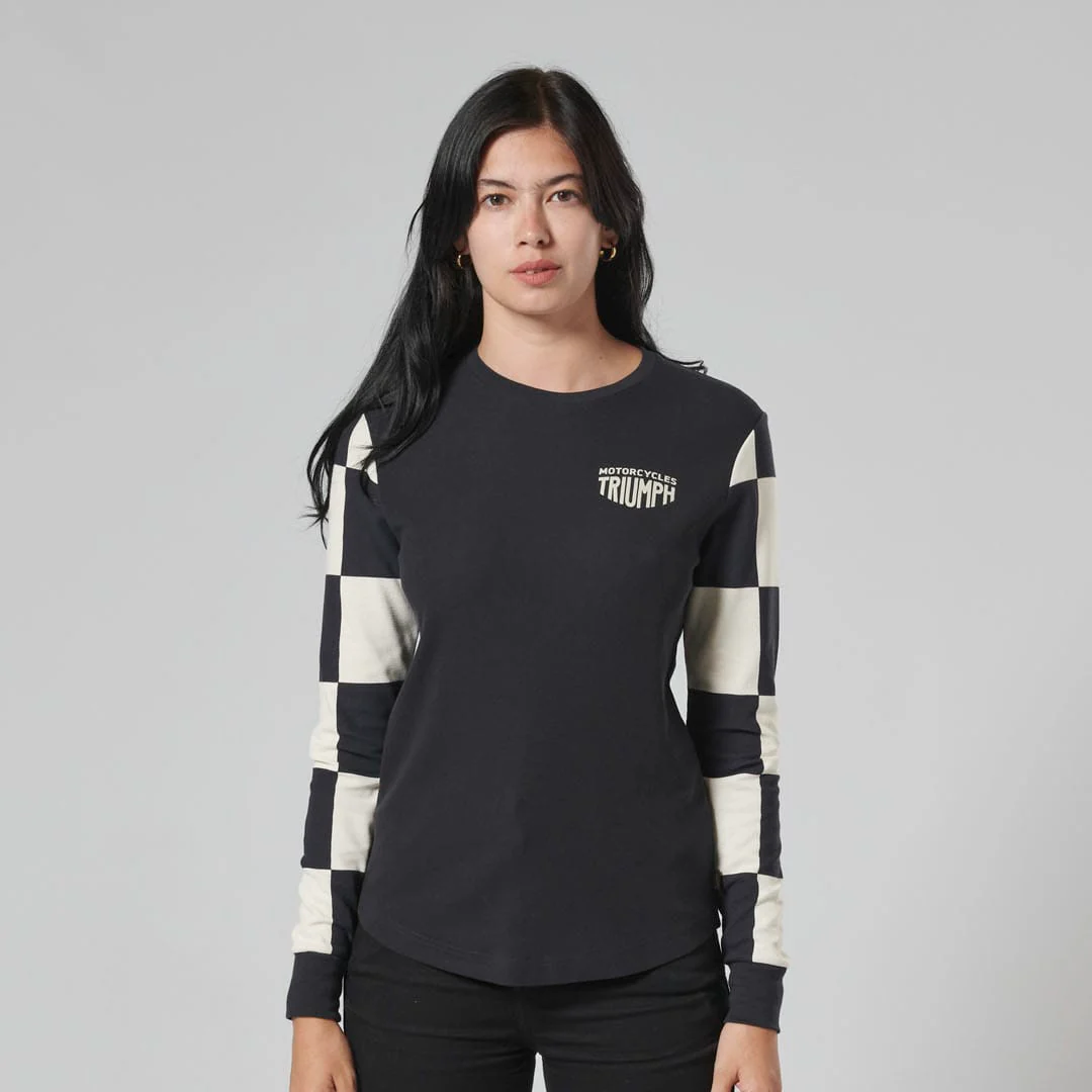 Triumph Ladies Nikki Black & Bone Long Sleeved Top - Image 4