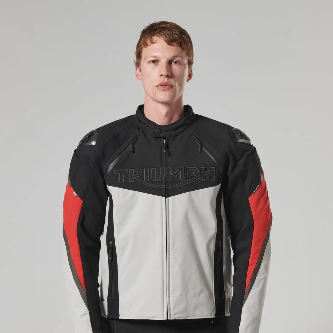 Triumph Mens Triple Sports Tri Tech Jacket Black / Grey / Red - Image 12