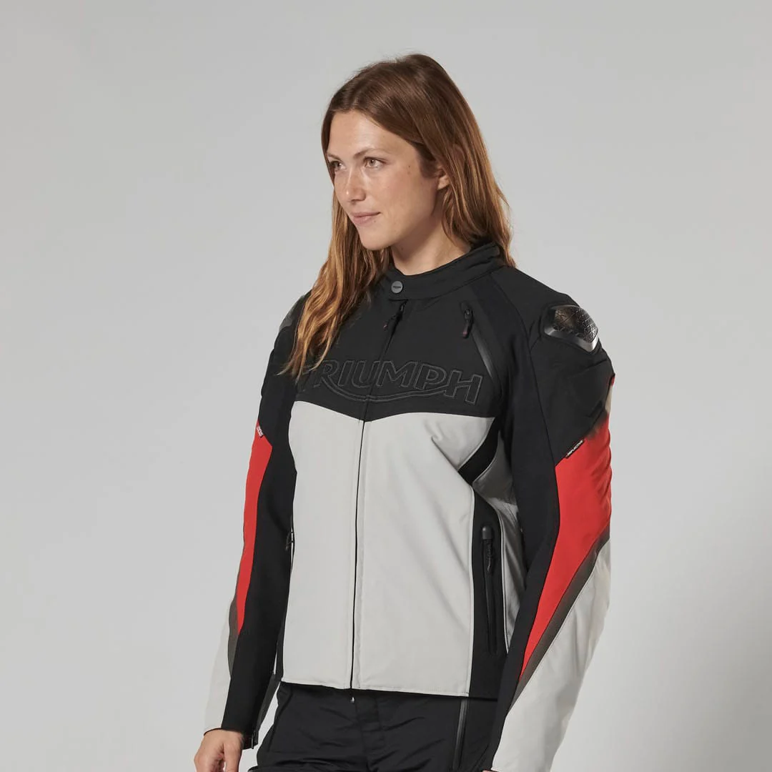 Triumph Mens Triple Sports Tri Tech Jacket Black / Grey / Red - Image 14