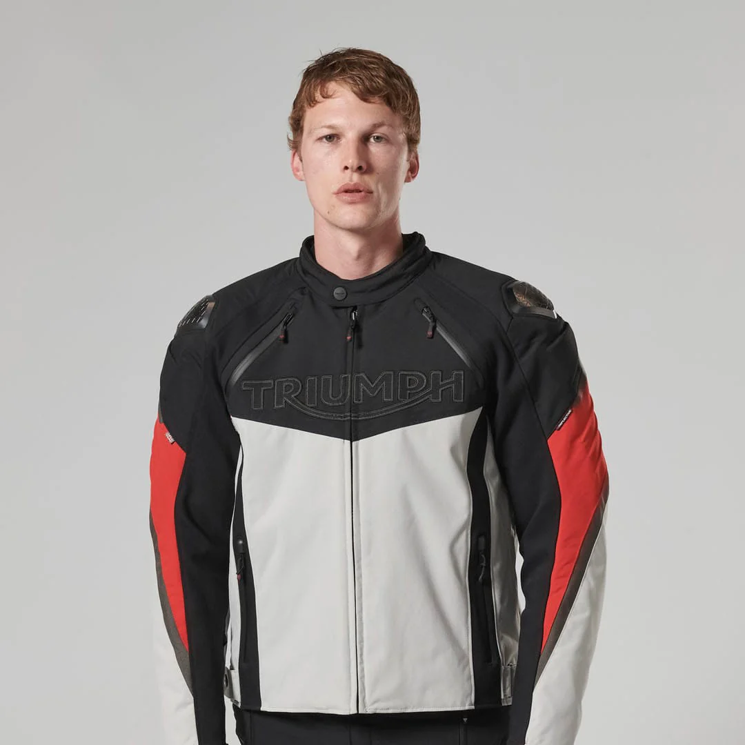 Triumph Mens Triple Sports Tri Tech Jacket Black / Grey / Red - Image 7